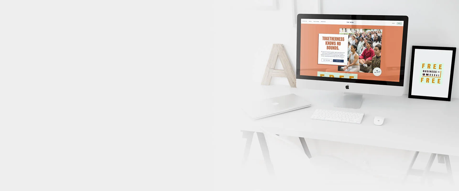 THE WING product screens