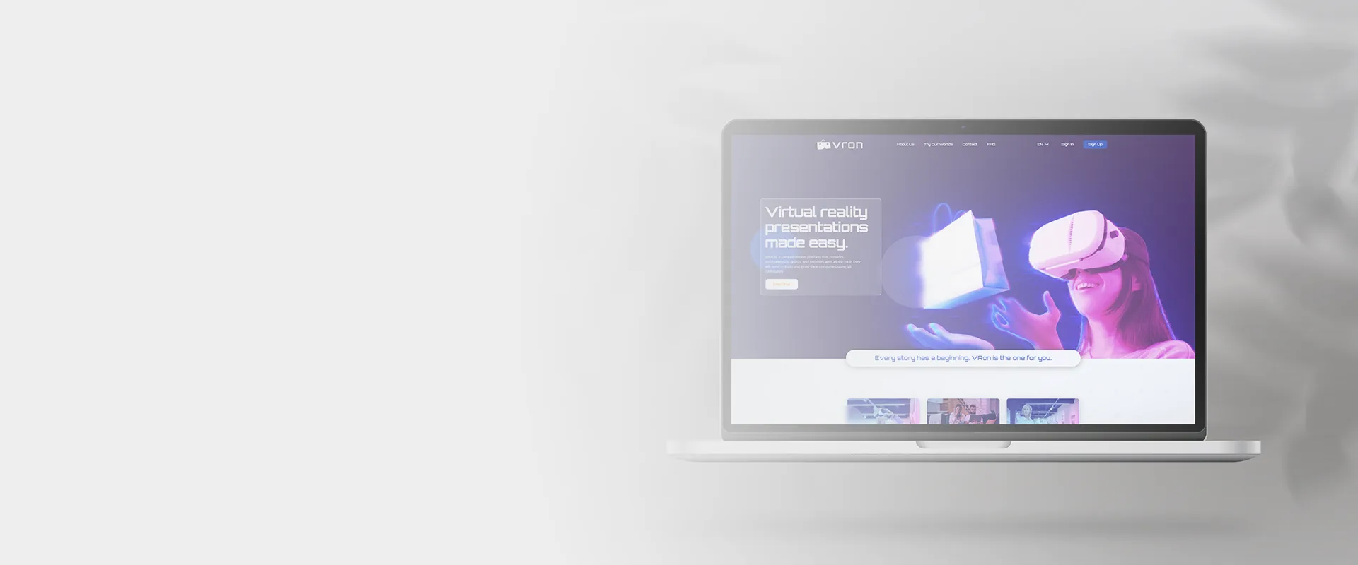 VRon product screens
